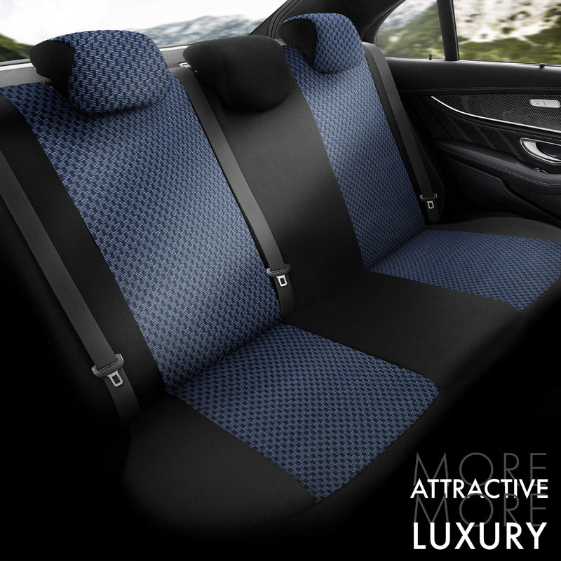 Stoelhoezenset Line zwart-blauw (complete set)