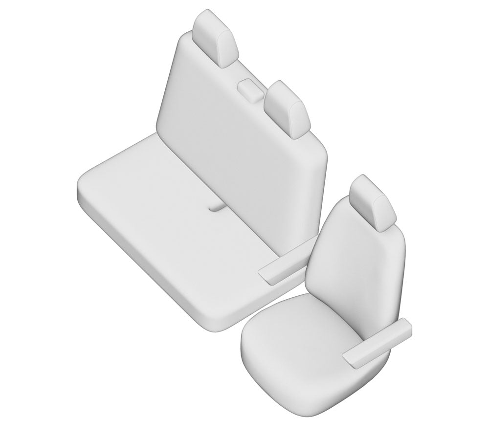 Pasvorm Stoelhoezen Volkswagen T5 Bestelwagen (2003-2015) - Kunstleer en stof