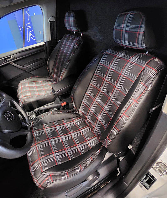 Pasvorm Stoelhoezen Volkswagen Caddy Bestelwagen (2015-2020) - Kunstleer en stof