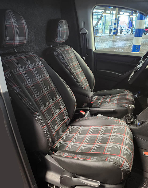 Pasvorm Stoelhoezen Volkswagen Caddy Bestelwagen (2015-2020) - Kunstleer en stof