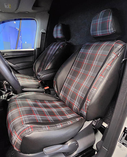 Pasvorm Stoelhoezen Volkswagen Caddy Bestelwagen (2015-2020) - Kunstleer en stof