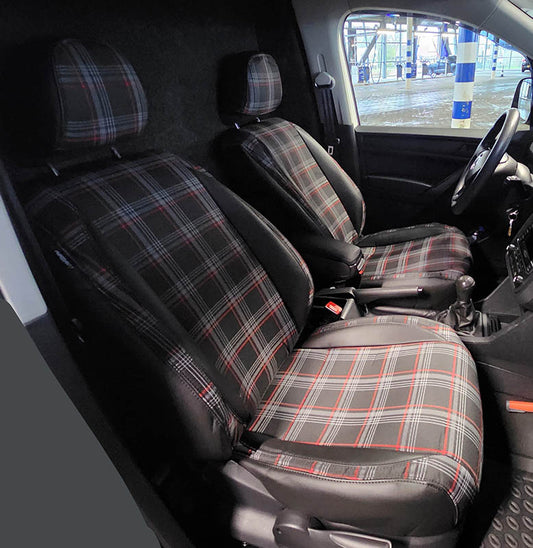 Pasvorm Stoelhoezen Volkswagen Caddy Bestelwagen (2015-2020) - Kunstleer en stof