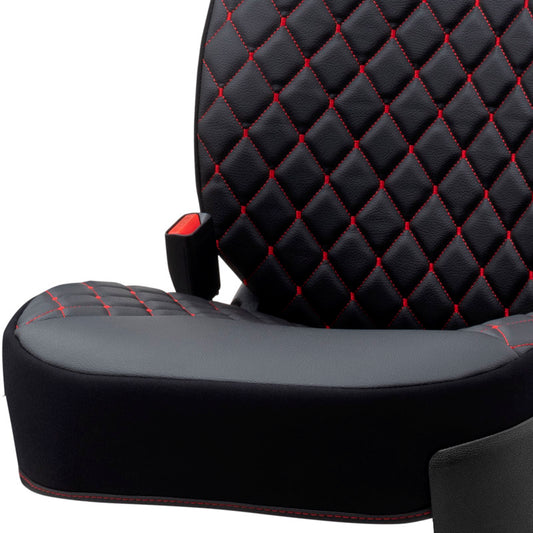 Stoelhoes - Stoelbeschermer RSX Diamond zwart met rood stiksel (eenvoudige montage) - kunstleer