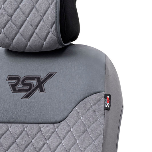 Stoelhoes - Stoelbeschermer RSX Diamond grijs met grijs stiksel (eenvoudige montage) - luxe suede met kunstleer