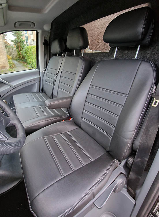 Pasvorm Stoelhoezen Mercedes Vito 639 (dubbel cabine luxe) Bestelwagen (2003-2014) - Kunstleer