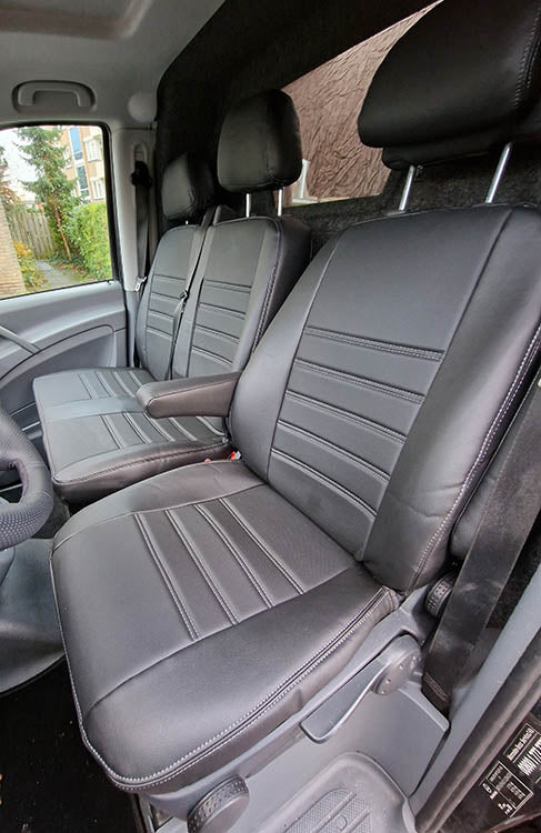 Pasvorm Stoelhoezen Mercedes Vito 639 (dubbel cabine luxe) Bestelwagen (2003-2014) - Kunstleer