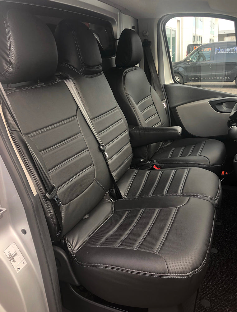 Pasvorm Stoelhoezen Opel Vivaro (B) (dubbel cabine) bestelwagen (2014-2019) - Kunstleer
