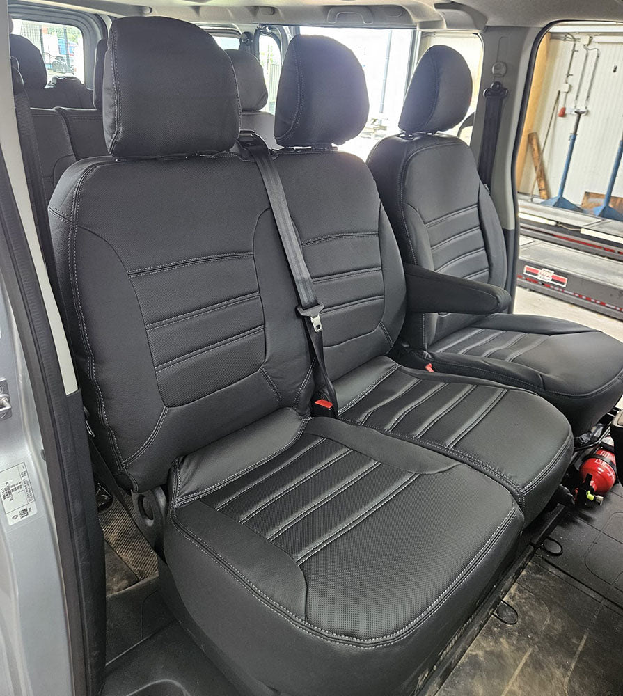 Pasvorm stoelhoezen Opel Vivaro B Combi 2014-2019 (bijrijdersbank met split alleen in zitting) - Kunstleer zwart