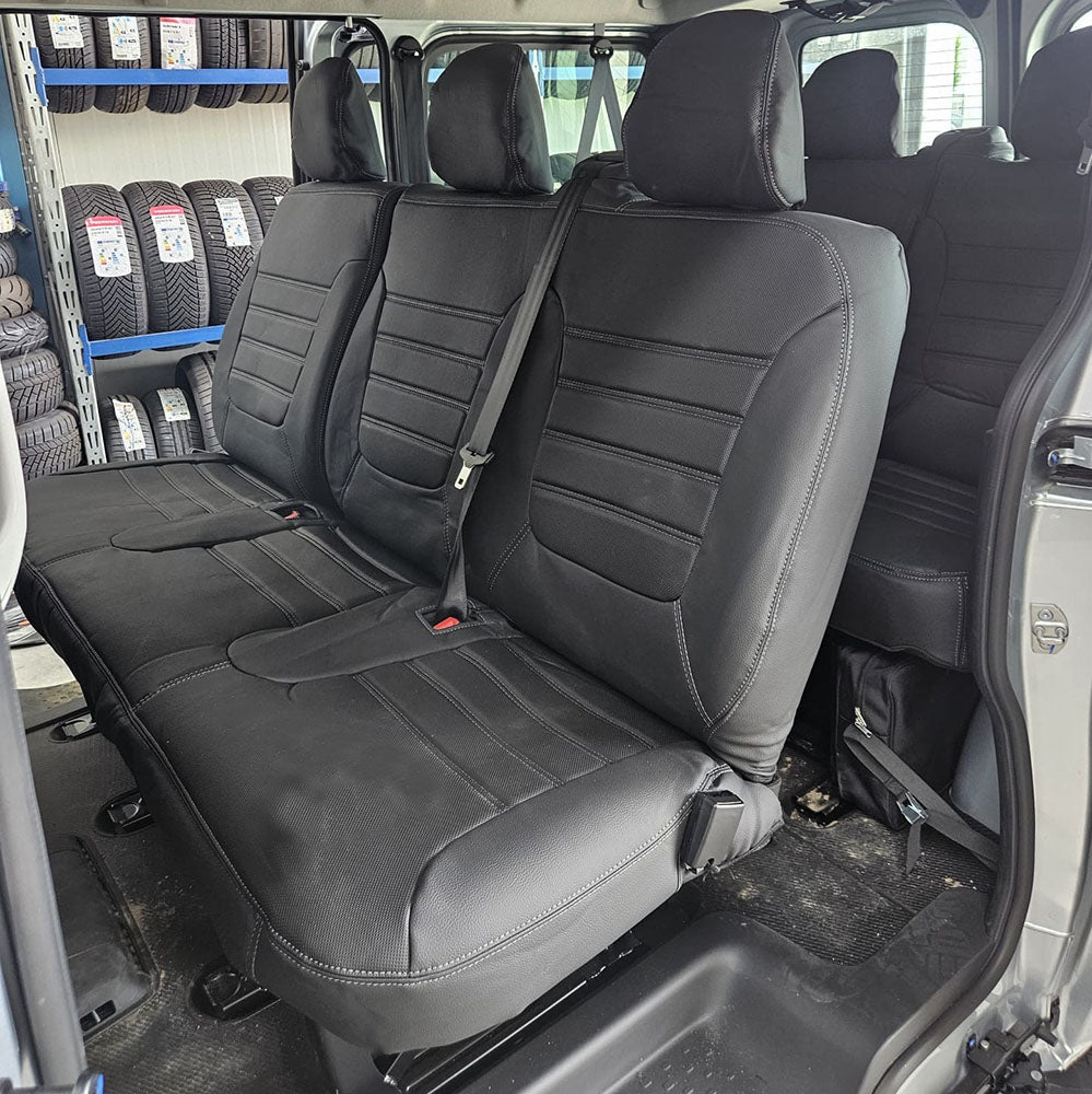 Pasvorm stoelhoezen Opel Vivaro B Combi 2014-2019 (bijrijdersbank met split alleen in zitting) - Kunstleer zwart