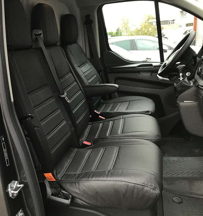 Pasvorm Stoelhoezen Ford Transit Custom (dubbel cabine) bestelwagen (2015-2023) - Kunstleer