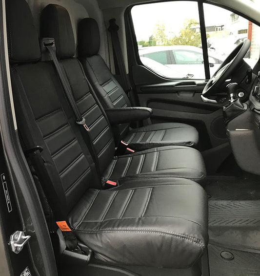 Pasvorm Stoelhoezen Ford Transit Custom (dubbel cabine) bestelwagen (2015-2023) - Kunstleer