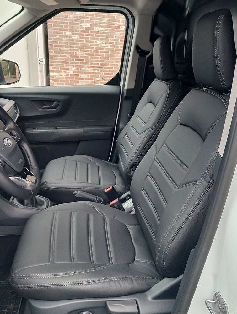 Pasvorm stoelhoezen Ford Transit Courier 2024-heden (past op 2 stoelen) - Kunstleer zwart
