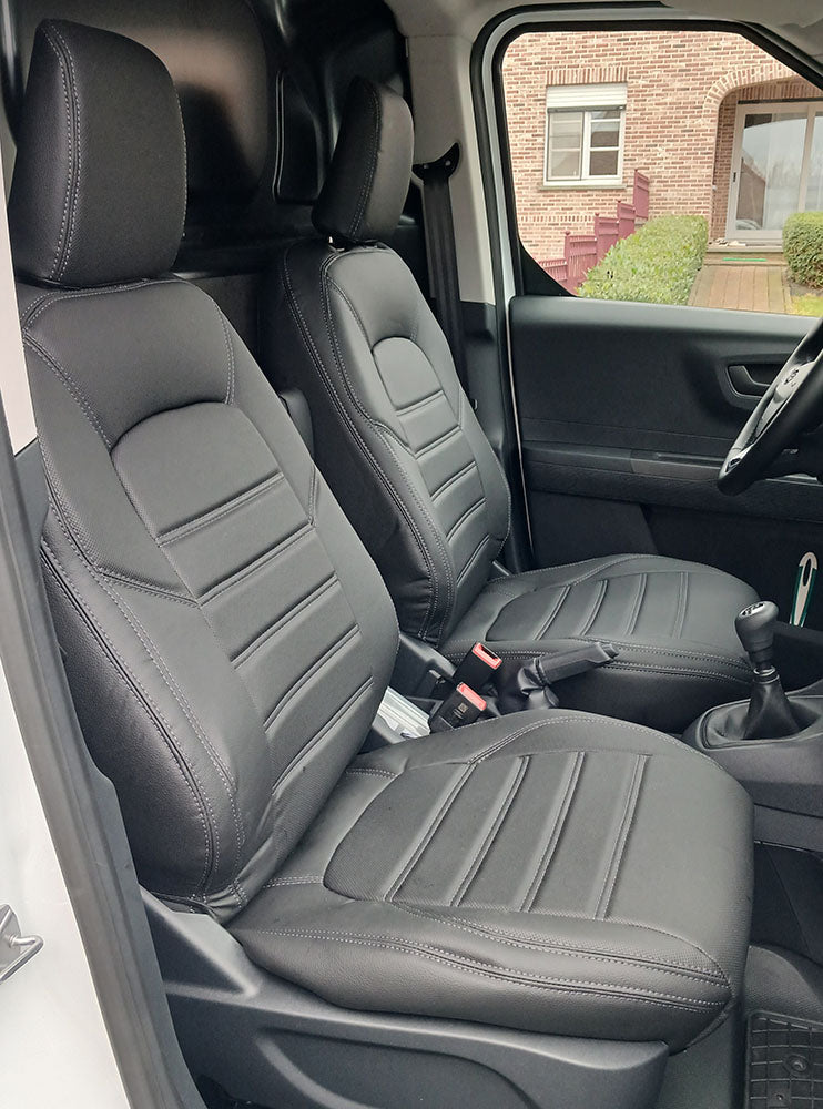 Pasvorm stoelhoezen Ford Transit Courier 2024-heden (past op 2 stoelen) - Kunstleer zwart