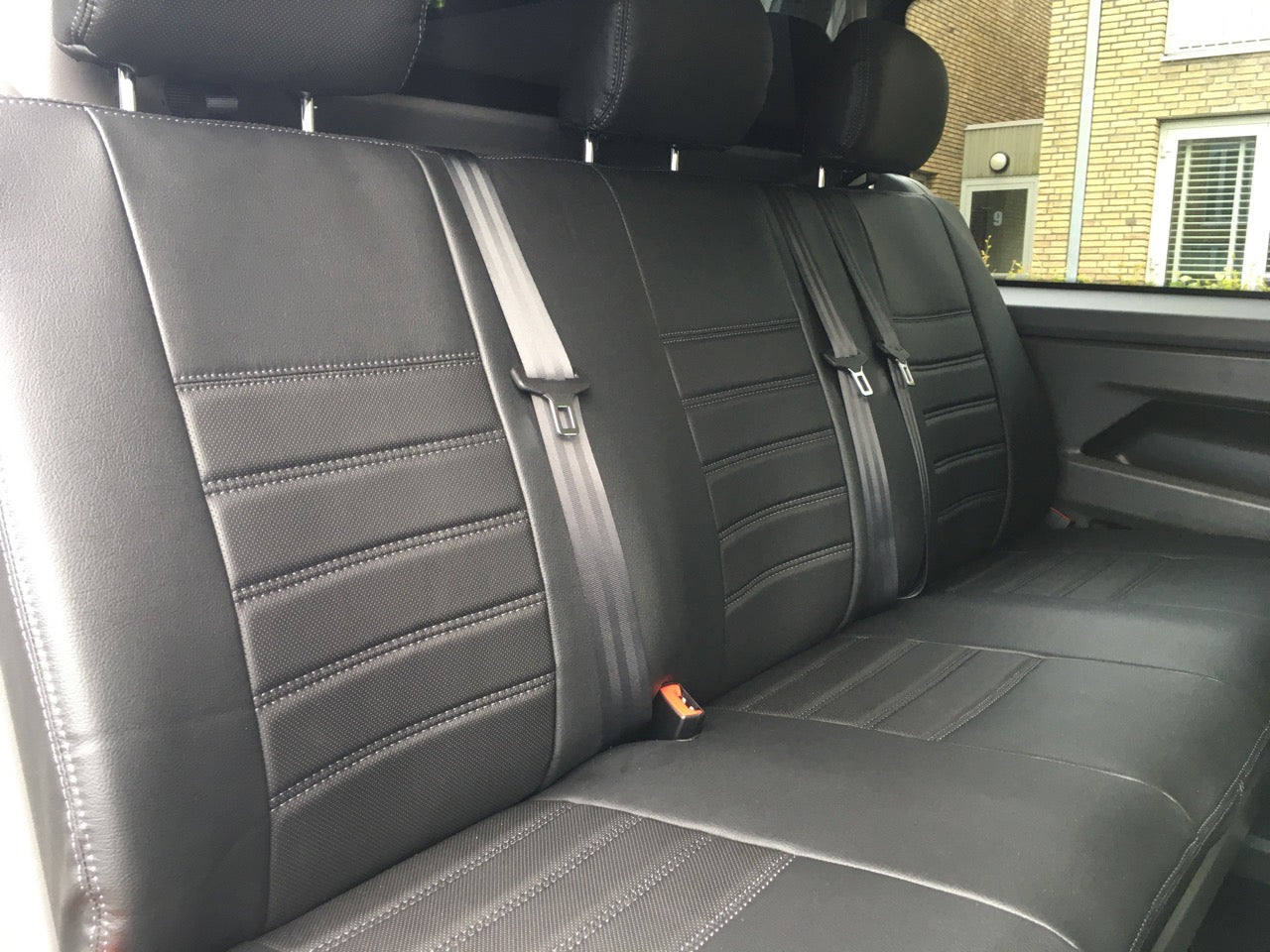 Pasvorm Stoelhoezen Ford Transit Custom (dubbel cabine) bestelwagen (2015-2023) - Kunstleer