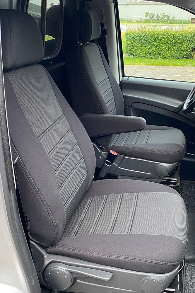 Pasvorm Stoelhoezen Mercedes Vito 639 (dubbel cabine luxe) Bestelwagen (2003-2014) - Stof