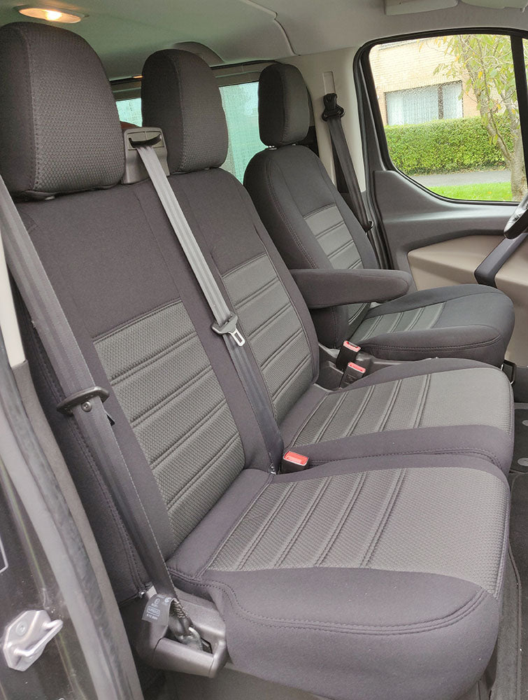 Pasvorm Stoelhoezen Ford Transit Custom (dubbel cabine) bestelwagen (2015-2023) - Stof
