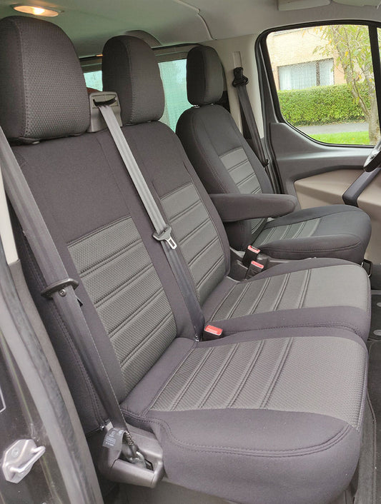 Pasvorm Stoelhoezen Ford Transit Custom (dubbel cabine) bestelwagen (2015-2023) - Stof