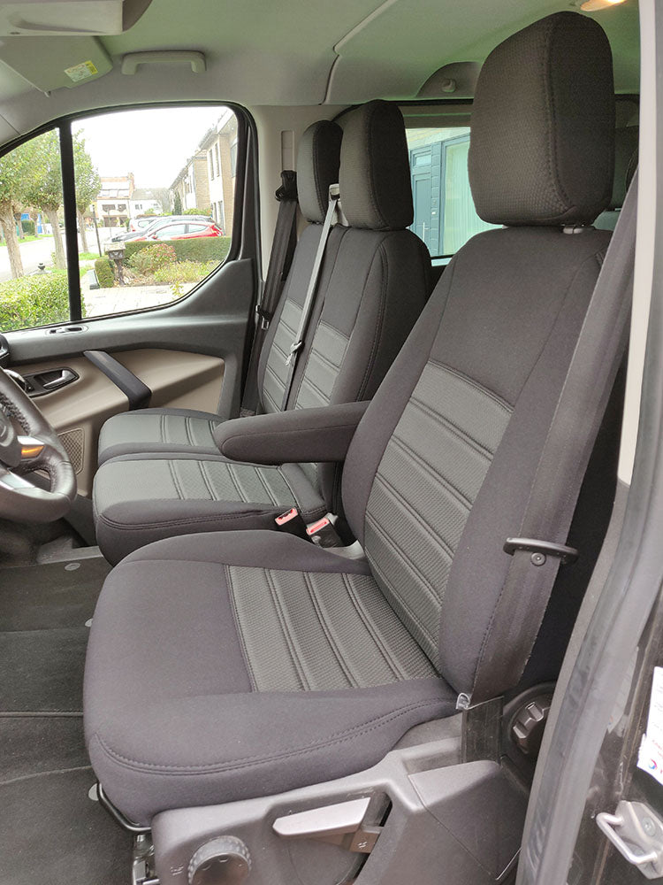 Pasvorm Stoelhoezen Ford Transit Custom (dubbel cabine) bestelwagen (2015-2023) - Stof