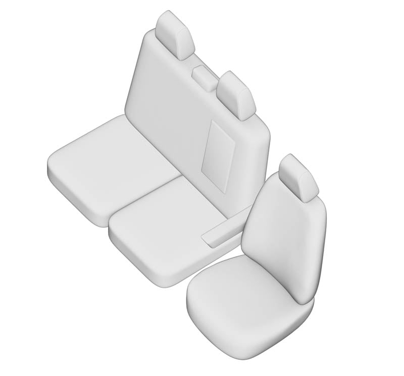 Pasvorm Stoelhoezen Ford Transit Custom (dubbel cabine) bestelwagen (2015-2023) - Stof