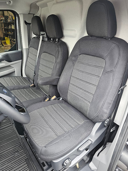 Pasvorm Stoelhoezen Ford Transit Custom (dubbel cabine) bestelwagen (2023-Heden) - Stof