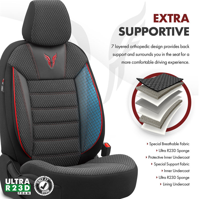 Stoelhoezenset Toro zwart-rood (complete set)