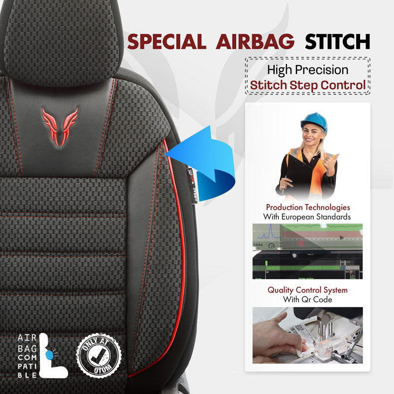 Stoelhoezenset Toro zwart-rood (complete set)