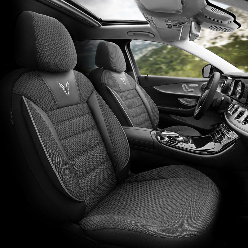 Stoelhoezenset Toro zwart-grijs (complete set)