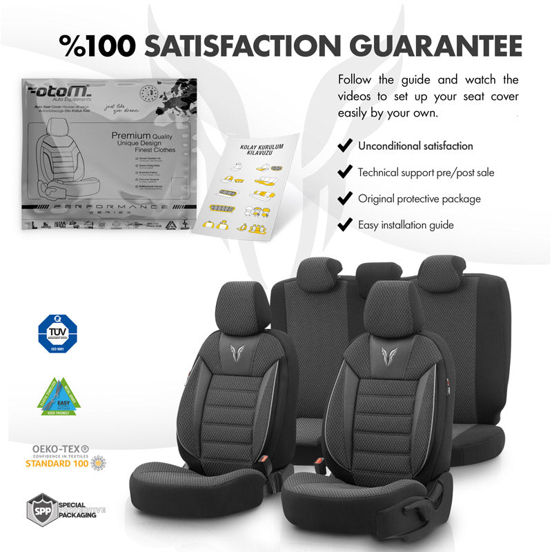 Stoelhoezenset Toro zwart-grijs (complete set)