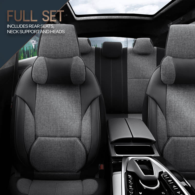 Autostoelhoezenset Voyager donkergrijs-zwart (complete set  inclusief nekkussen)