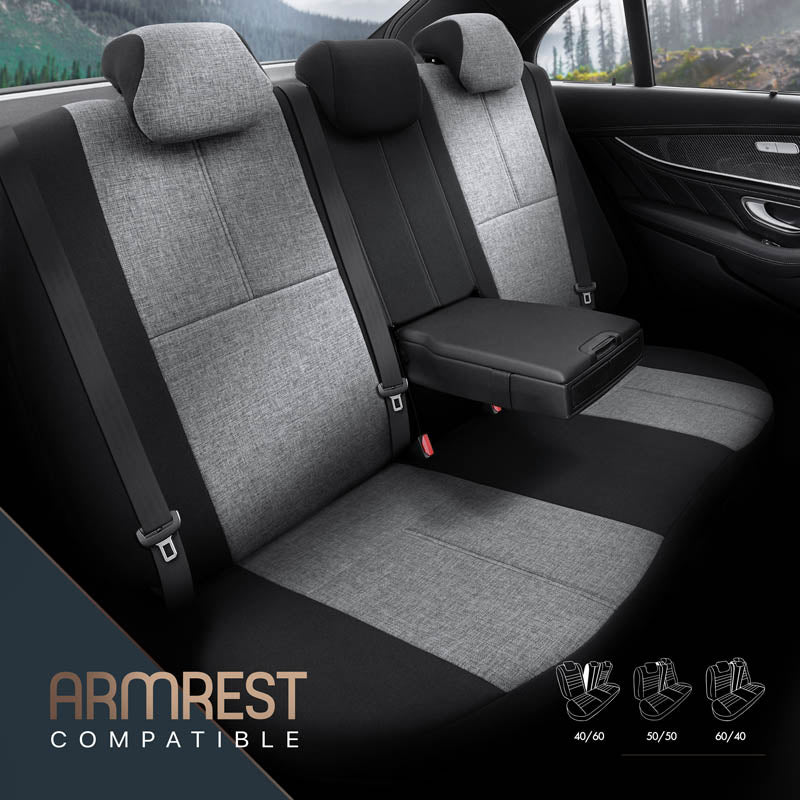 Autostoelhoezenset Voyager donkergrijs-zwart (complete set  inclusief nekkussen)