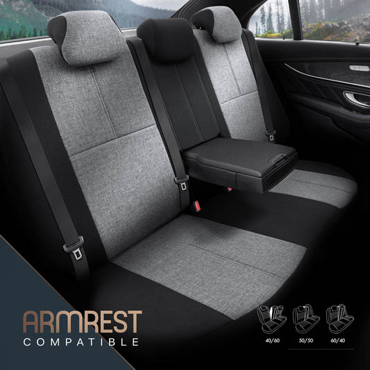 Autostoelhoezenset Voyager donkergrijs-zwart (complete set  inclusief nekkussen)