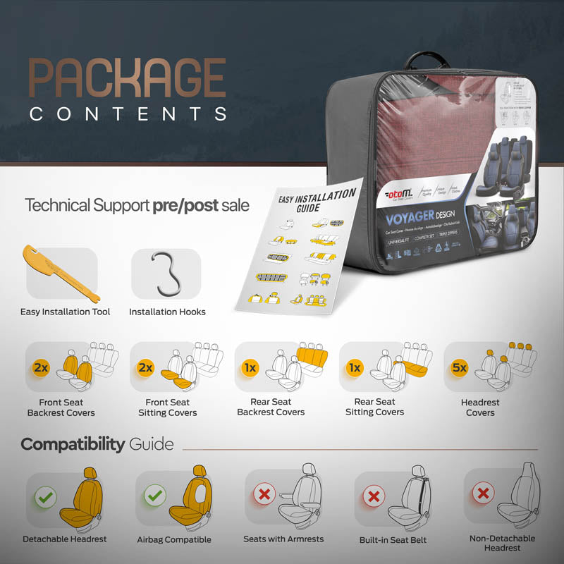 Autostoelhoezenset Voyager rood-zwart (complete set  inclusief nekkussen)