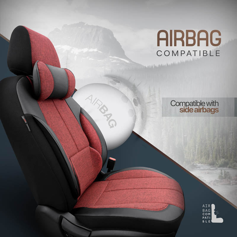 Autostoelhoezenset Voyager rood-zwart (complete set  inclusief nekkussen)