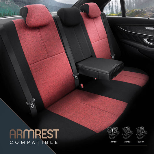 Autostoelhoezenset Voyager rood-zwart (complete set  inclusief nekkussen)