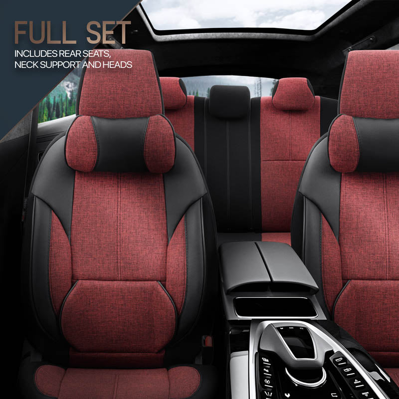 Autostoelhoezenset Voyager rood-zwart (complete set  inclusief nekkussen)