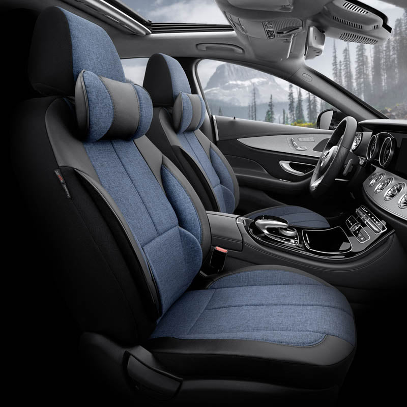 Autostoelhoezenset Voyager blauw-zwart (complete set  inclusief nekkussen)