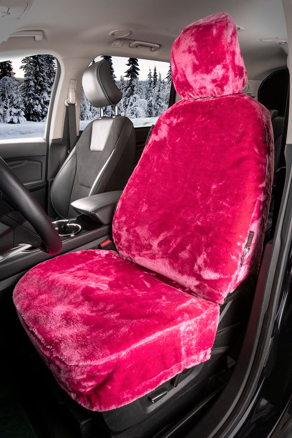 Teddy autostoelhoes Fluffy Pink universeel (voorstoel) - kleur roze - Antraciet